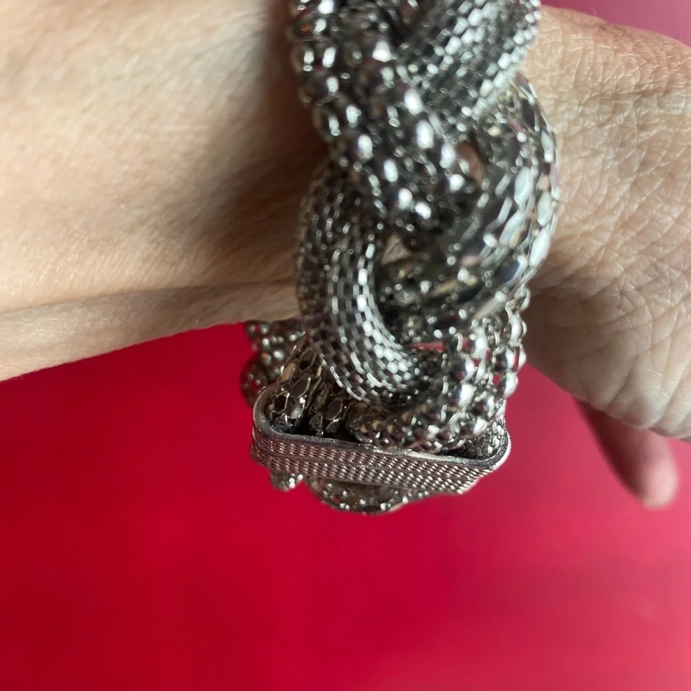 Unique Silver Braided Magnetic Bracelet up to 8 1/2 almost